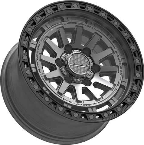 Warrior Gladiator Gunmetal with Black Lip & Black Bolts Wheels