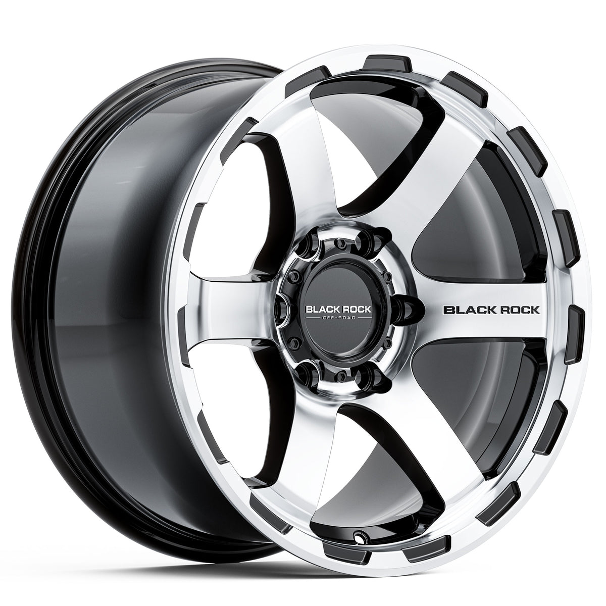 Black Rock Grip Gloss Black Machined Face Wheels