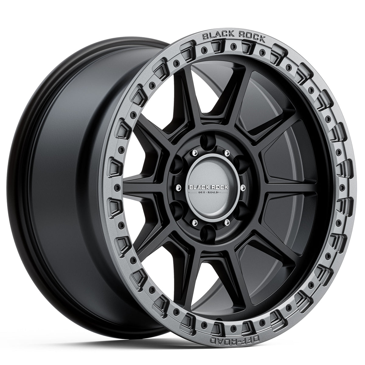Black Rock Gunner Satin Black With Gunmetal Grey Ring Wheels