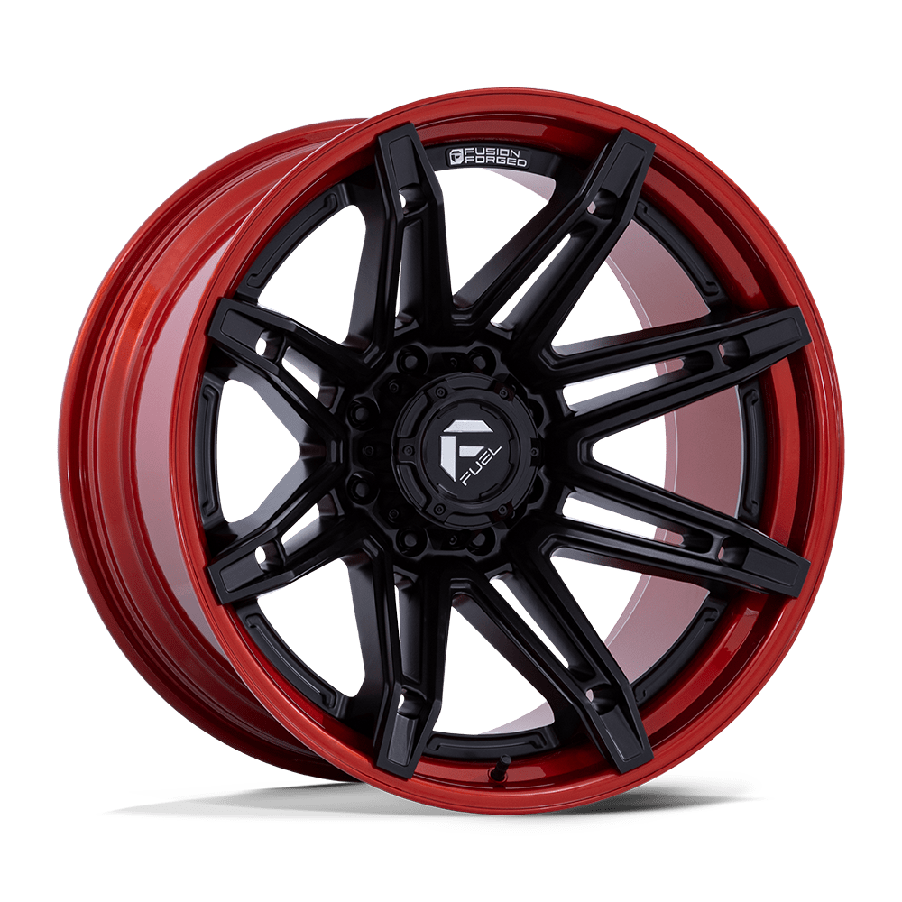 Fuel BRAWL MATTE BLACK W/ CANDY RED LIP wheel