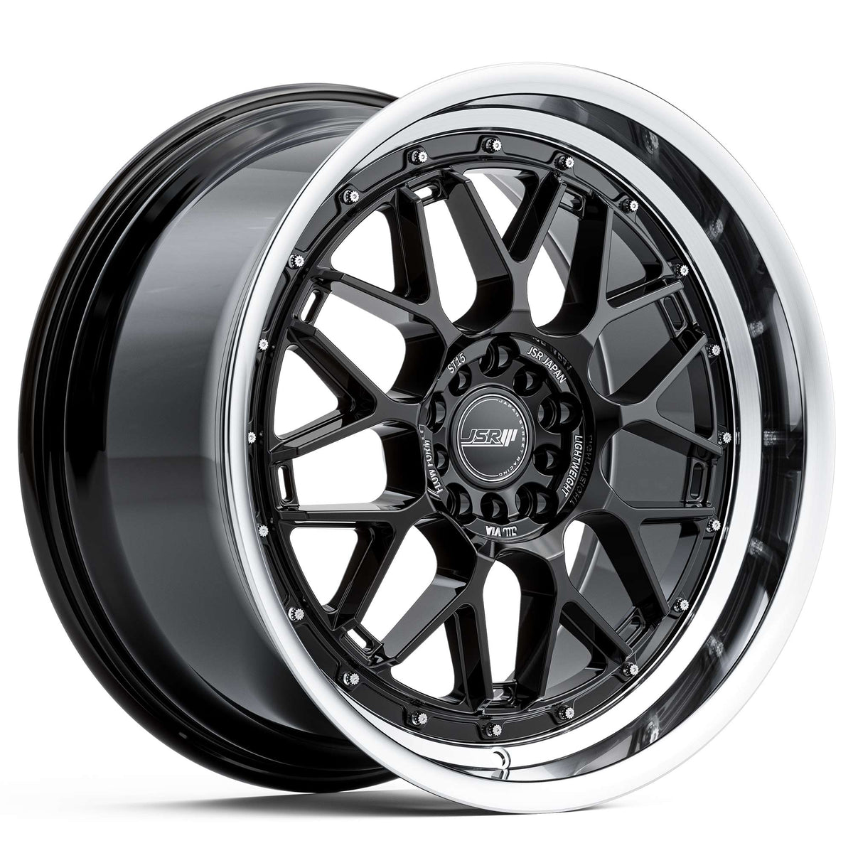 JSR ST15 Gloss Black Machined Lip Wheels