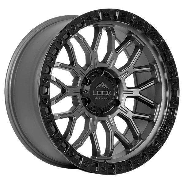 Lock Off-Road Combat Matte Grey Black Lip wheel