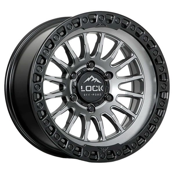 Lock Off-Road Grit Matte Grey Black Lip wheel