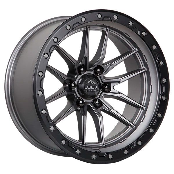 Lock Off-Road Krawler Matte Grey Black Lip wheel