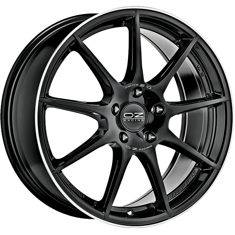 OZ Racing VELOCE GT GLOSS BLACK+DIAMOND LIP+SILVER LETTERING Wheels