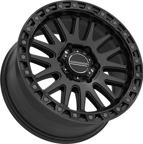 Warrior Atlas Satin Black with Machined Dark Tint Lip & Black Bolts Wheels