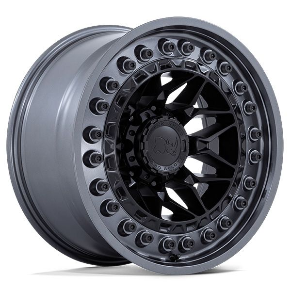 Black Rhino Alpha Matte Black with Gunmetal Lip wheel