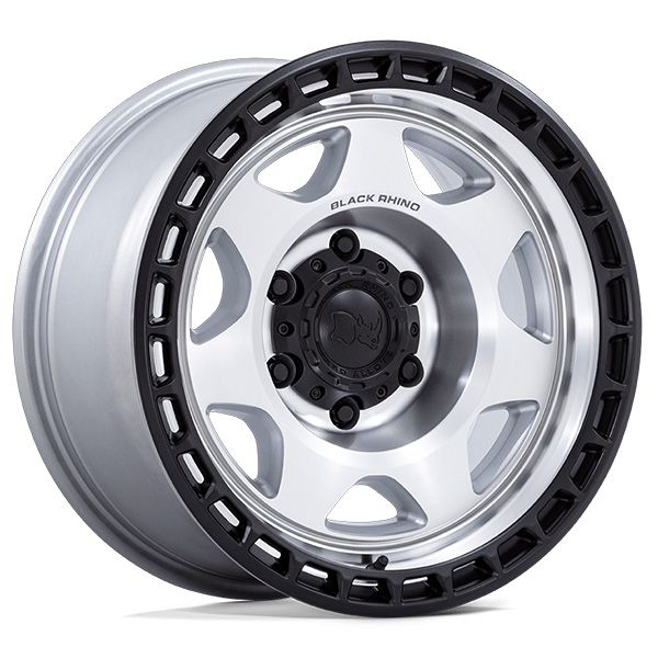 Black Rhino Voyager Silver Machined with Black Lip wheel