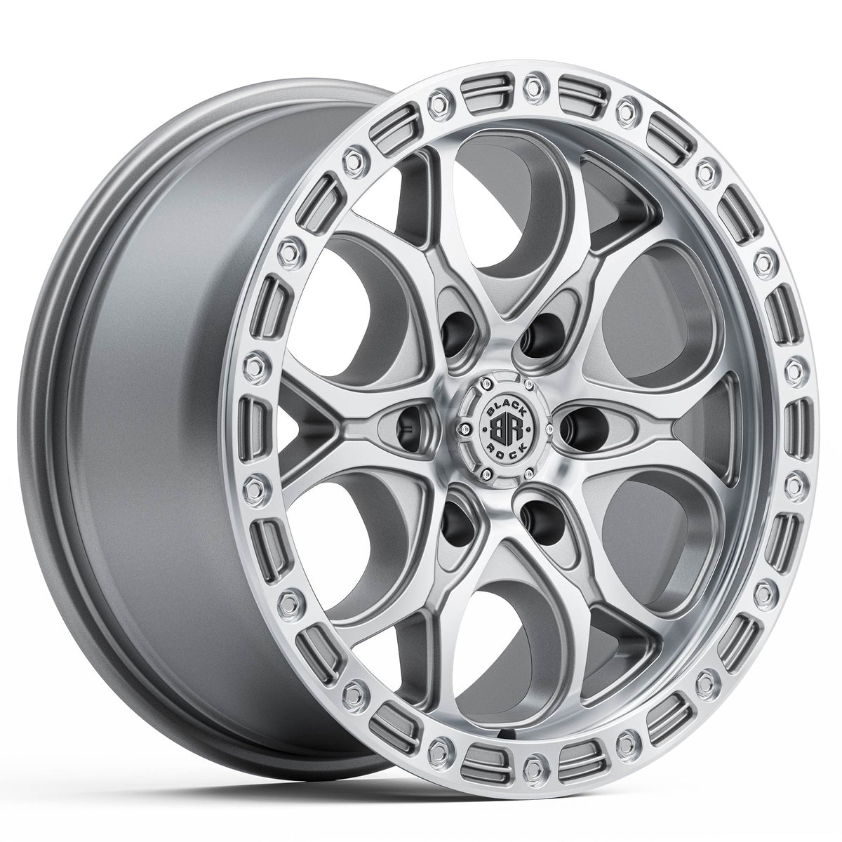 Black Rock Bolt Silver Machined Wheels
