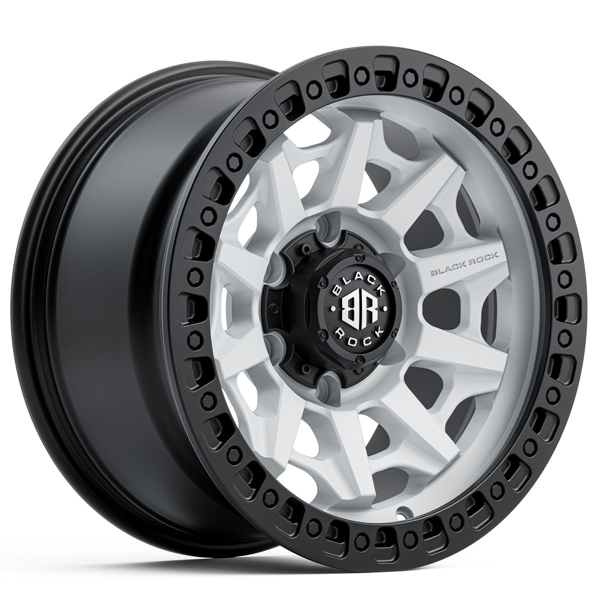 Black Rock Cage Satin White With Black Ring