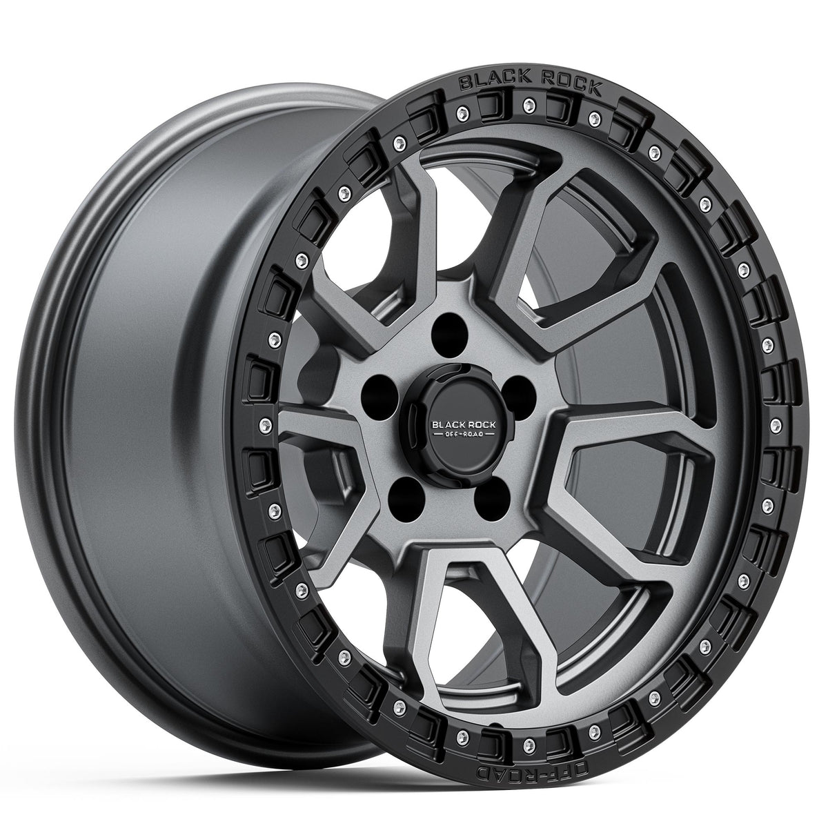 Black Rock Cobra 5S Gunmetal Grey Black Ring Wheels