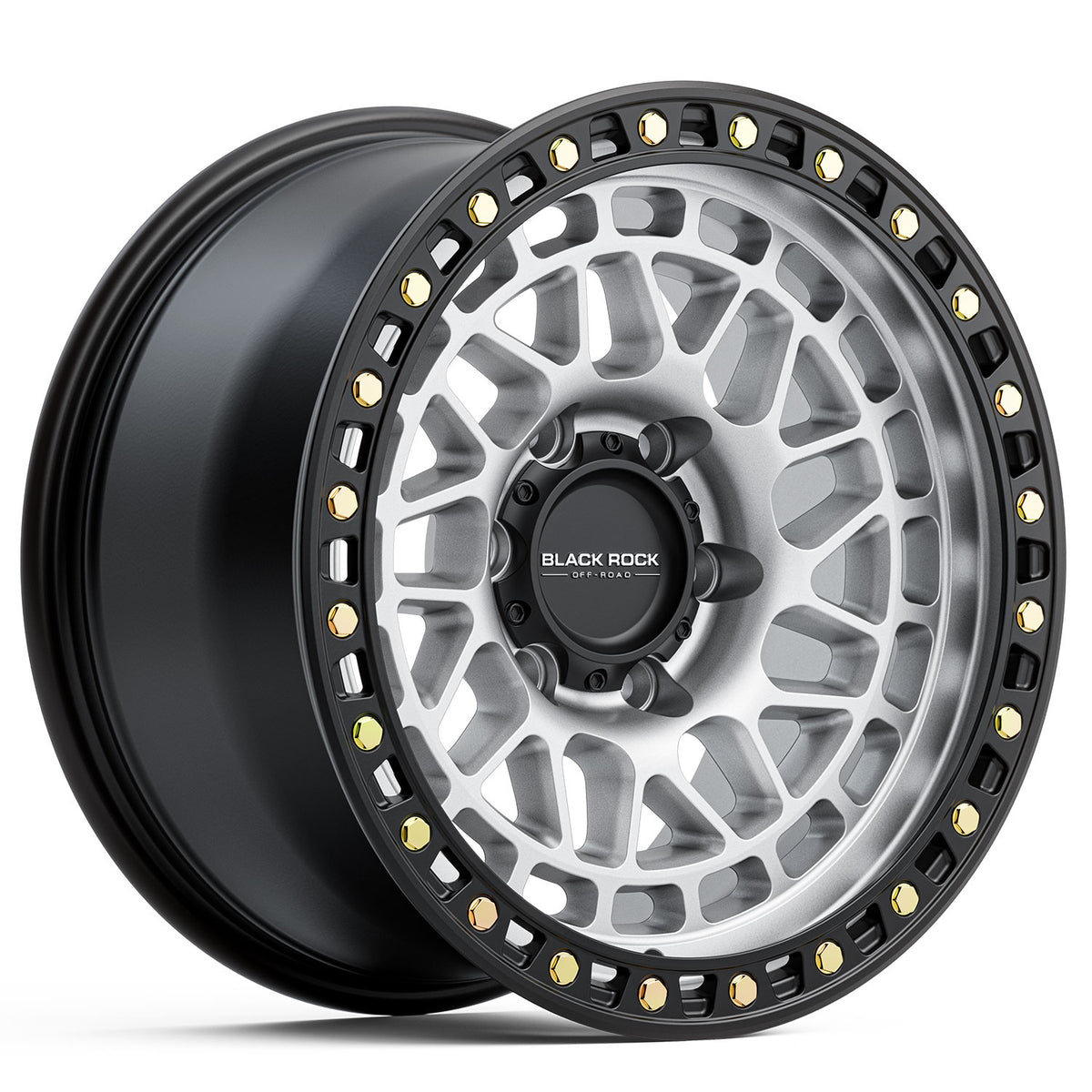 Black Rock Fury Matte Silver Black Ring Wheels