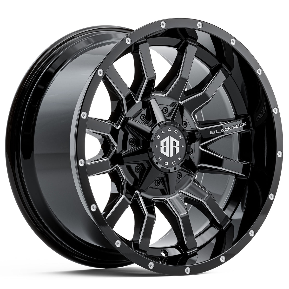 Black Rock Predator Gloss Black Milled Wheels