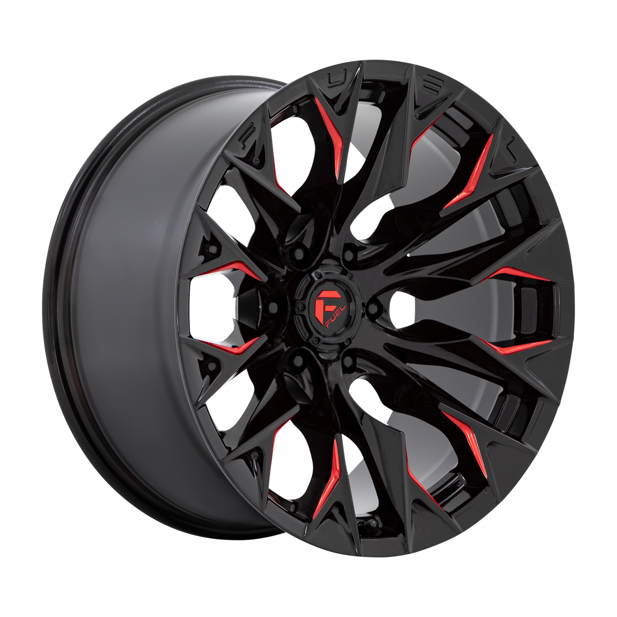 Fuel FLAME GLOSS BLACK MILL W/ CANDY RED wheel