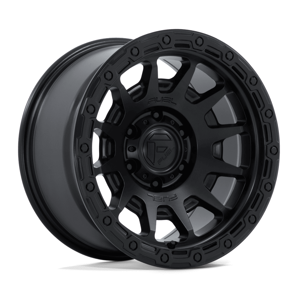 Fuel FORTRESS MATTE BLACK W/ GLOSS BLACK LIP wheel