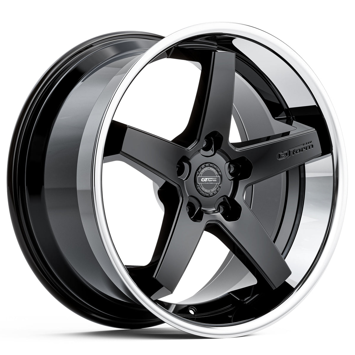 GT Form Legacy Gloss Black With Chrome Lip Wheels