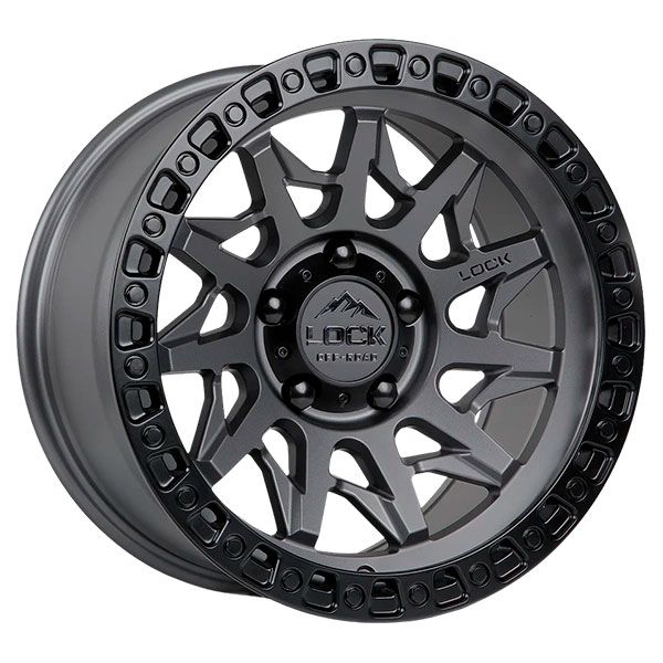 Lock Off-Road Lunatic Matte Grey Black Lip wheel