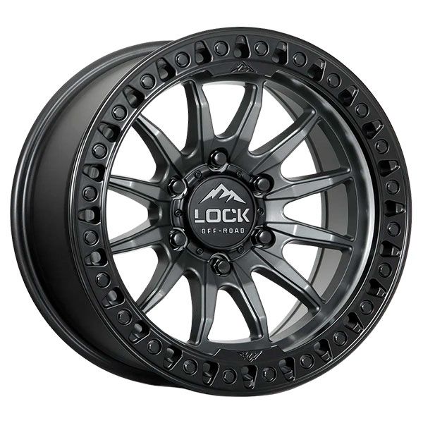 Lock Off-Road Trail Matte Grey Black Lip wheel