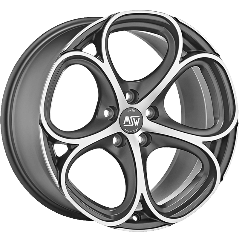 MSW 82 Matt Gunmetal Full Polished Wheels