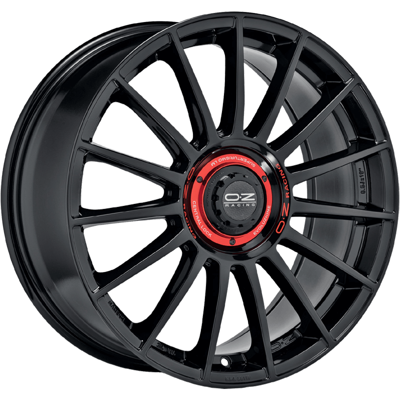 OZ Racing SUPERTURISMO EVOLUZIONE GLOSS BLACK + RED LETTERING Wheels