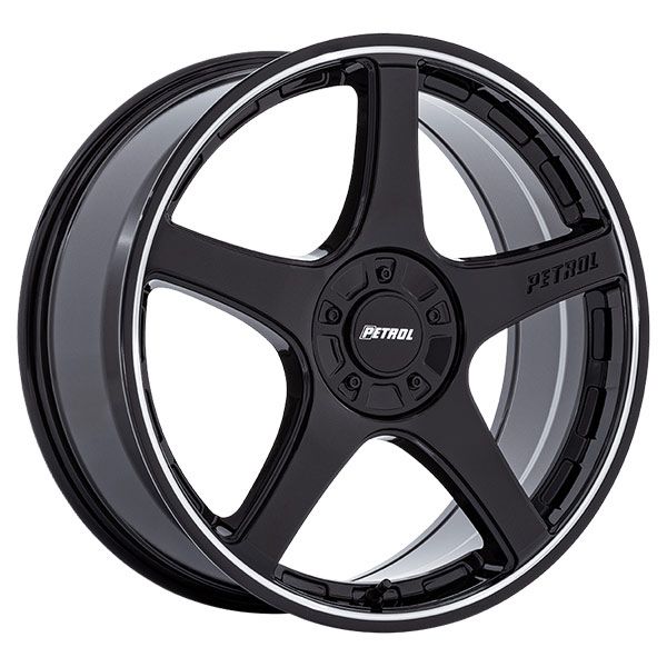 Petrol P2E Gloss Black with Machined Lip wheel